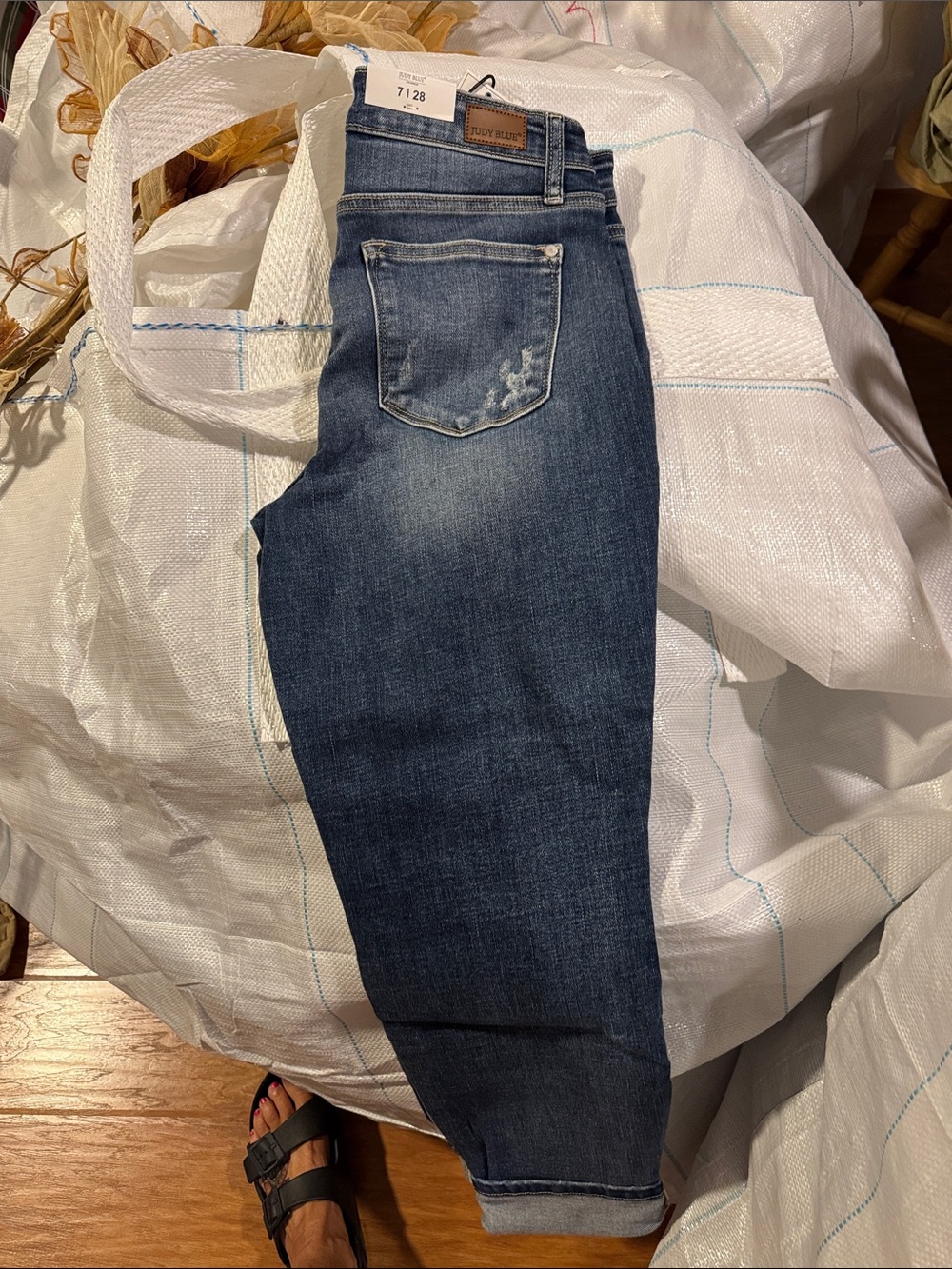 Judy Blue Dark Blue Boyfriend Jeans with Faded Detailing
